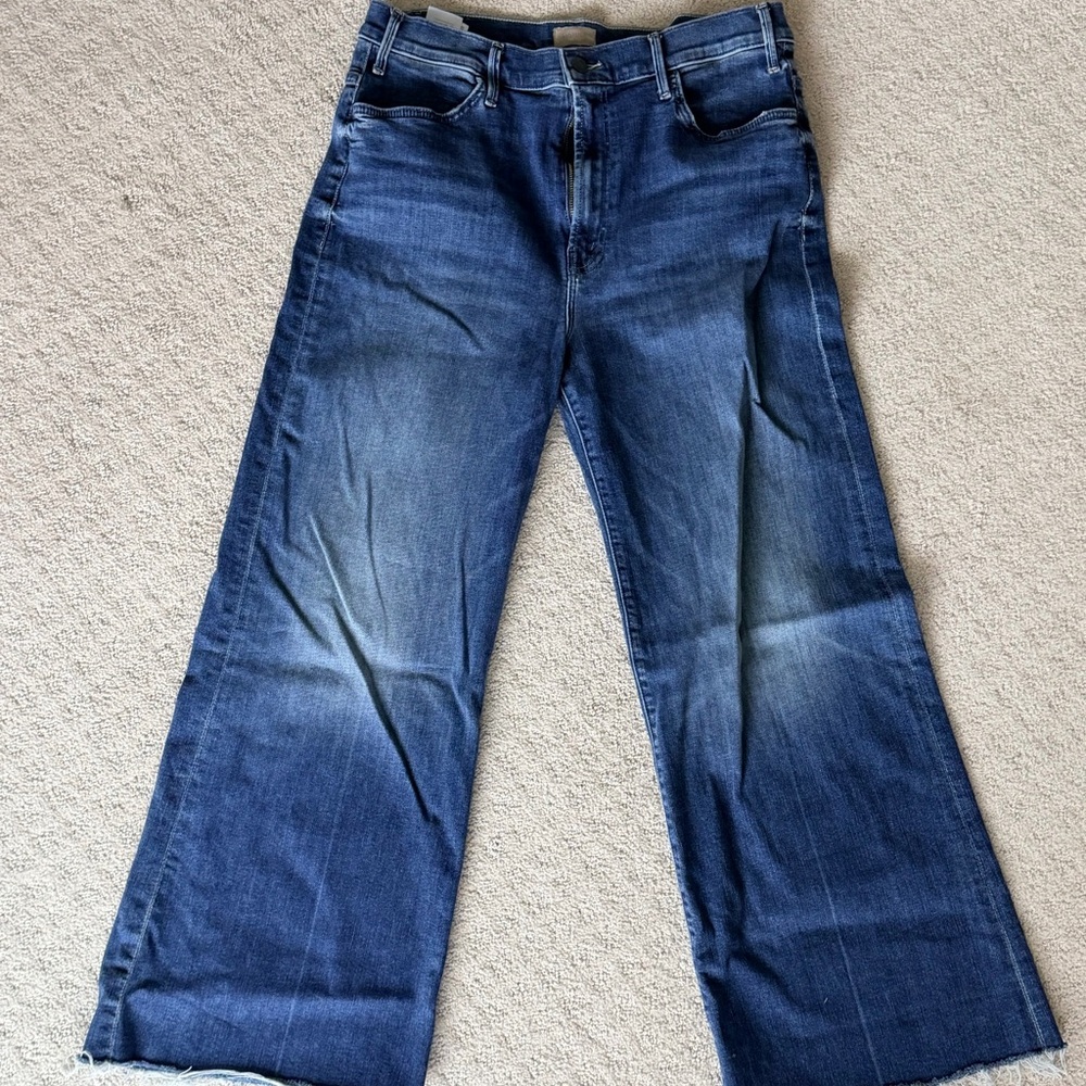 MOTHER Flare Wide Leg Jeans in Deep Blue